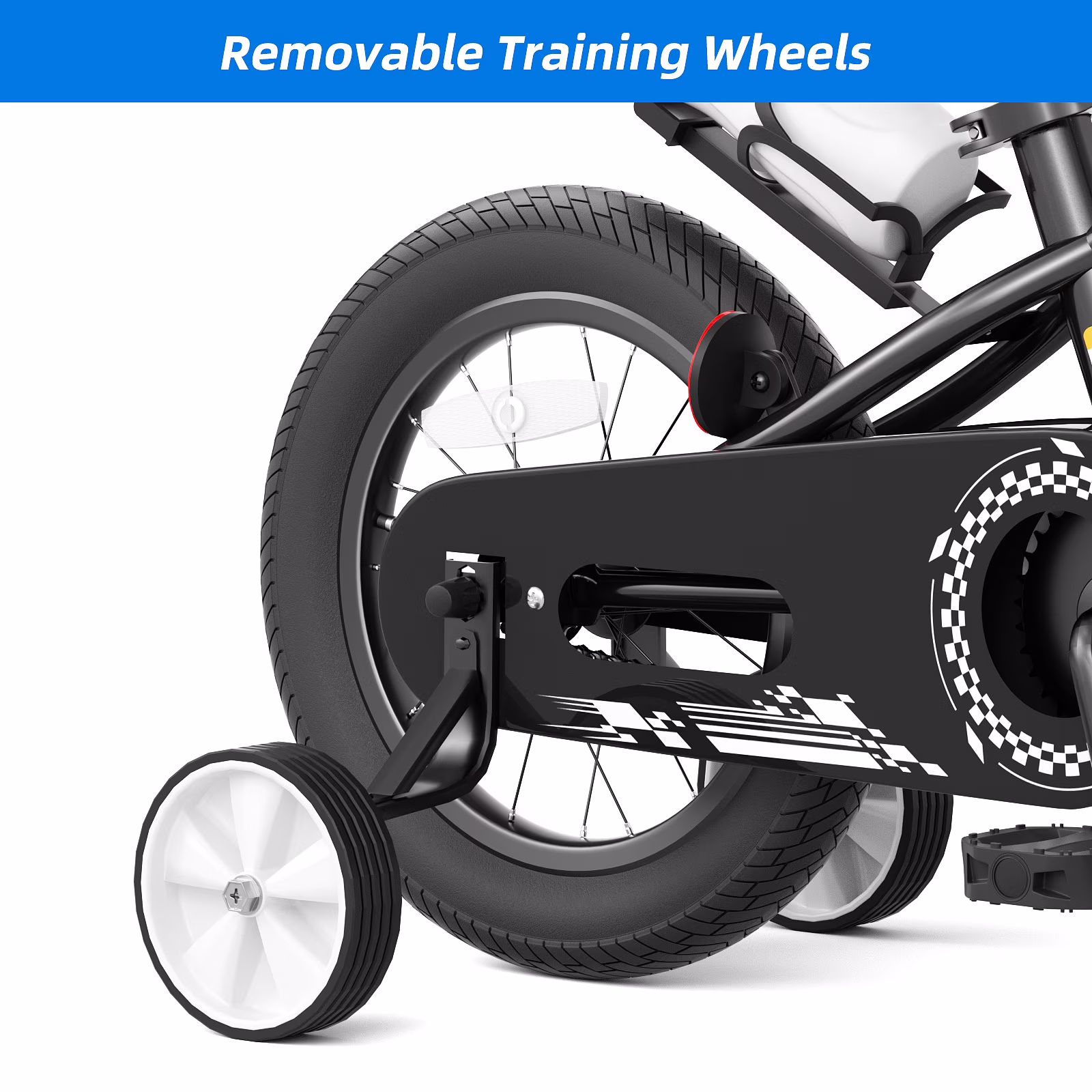 GLAF 12 14 16 Inch Boys Bike with Training Wheels & Water Bottle Holder, toddler kids bike for boys Ages 2-7 Year, Black - Image 5