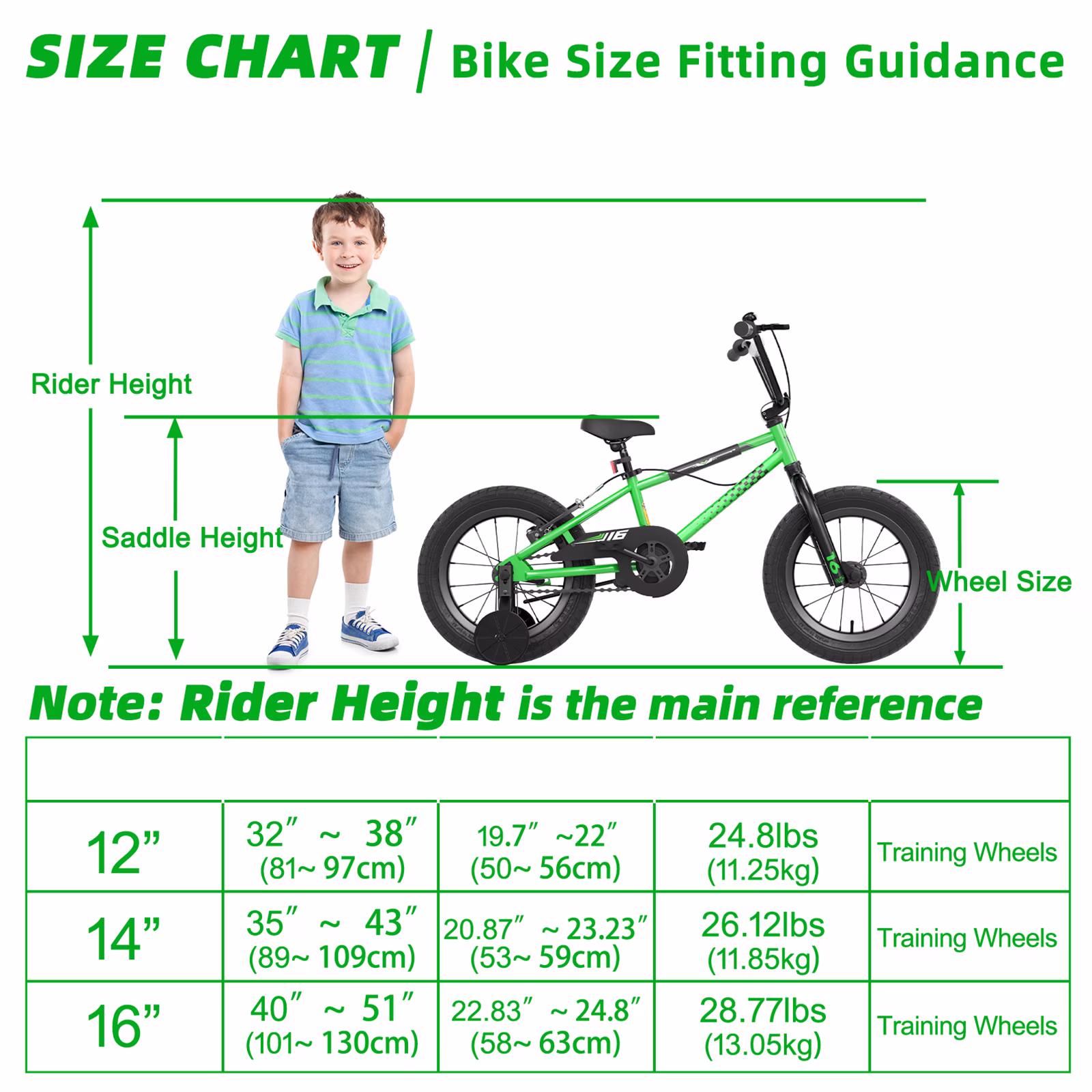 GLAF 12 14 16 Inch Kids Bike BMX Style Bicycle with Training Wheels Coaster Brake for 3-8 Years Old Toddlers Boys Girls Multiple Colors - Image 3