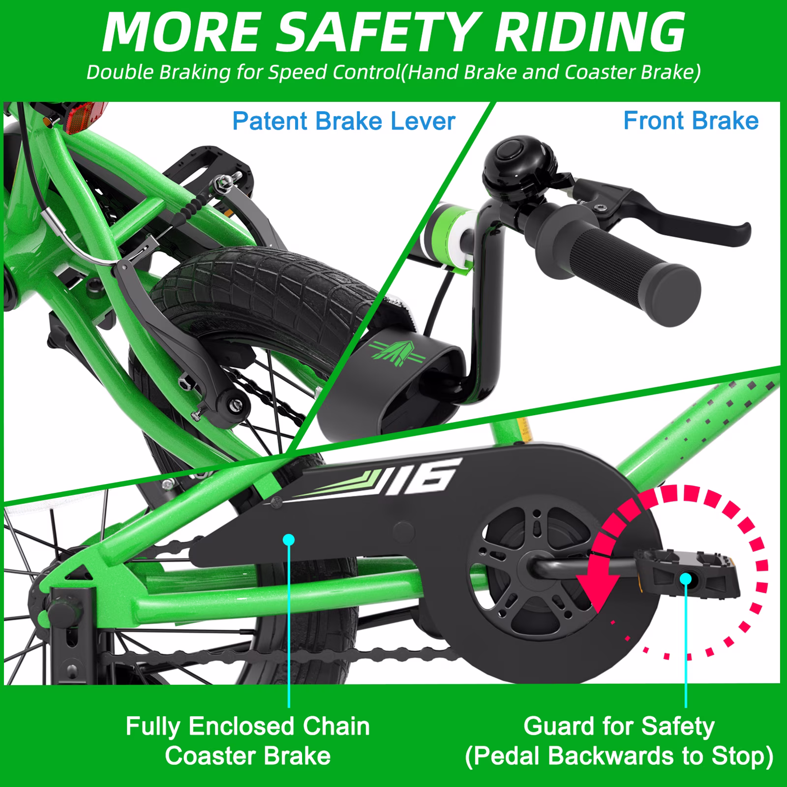 GLAF 12 14 16 Inch Kids Bike BMX Style Bicycle with Training Wheels Coaster Brake for 3-8 Years Old Toddlers Boys Girls Multiple Colors - Image 4