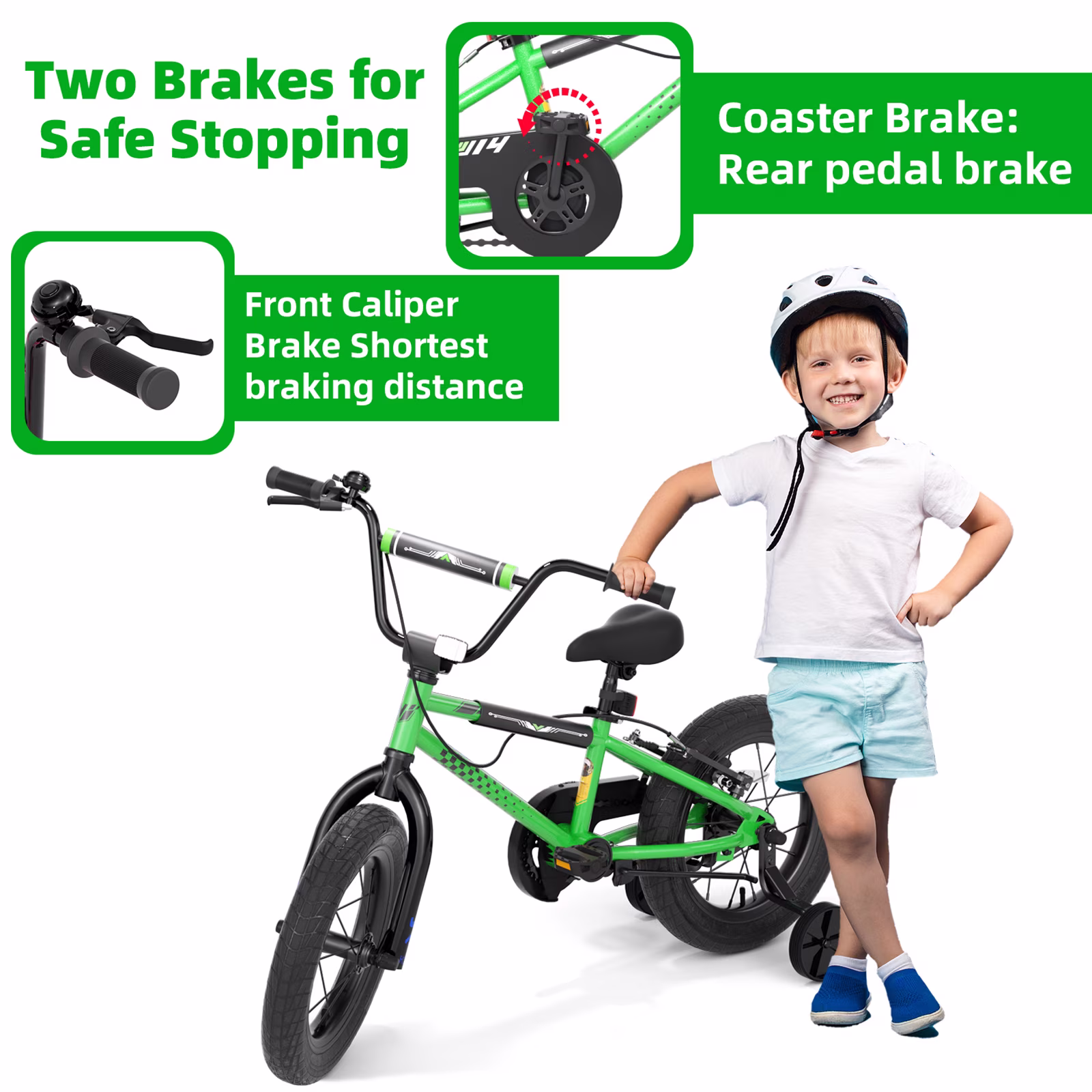 GLAF 12 14 16 Inch Kids Bike BMX Style Bicycle with Training Wheels Coaster Brake for 3-8 Years Old Toddlers Boys Girls Multiple Colors - Image 2