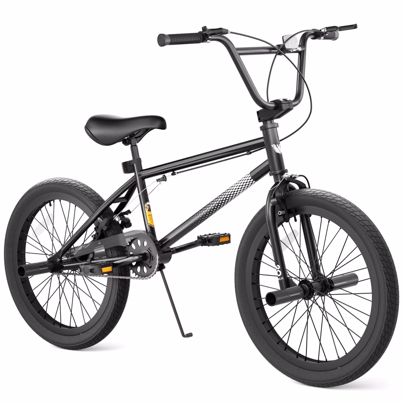 GLAF Freestyle Kids BMX Bike, 20 inch Black Trick Bicycle for Teen and Adults, Carbon Steel Frame Bikes, Ideal for Beginner to Advanced Riders