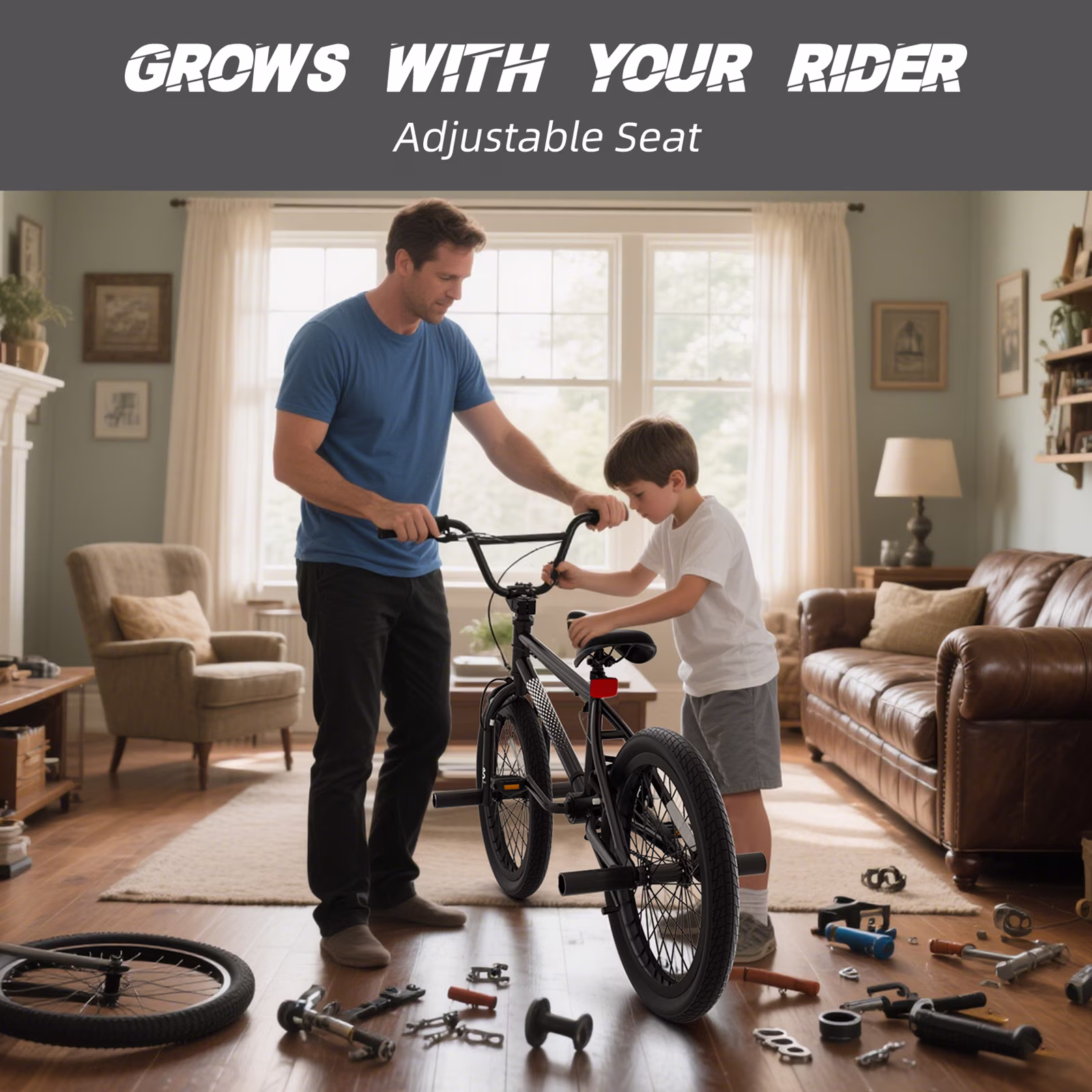 GLAF Freestyle Kids BMX Bike, 20 inch Black Trick Bicycle for Teen and Adults, Carbon Steel Frame Bikes, Ideal for Beginner to Advanced Riders - Image 5