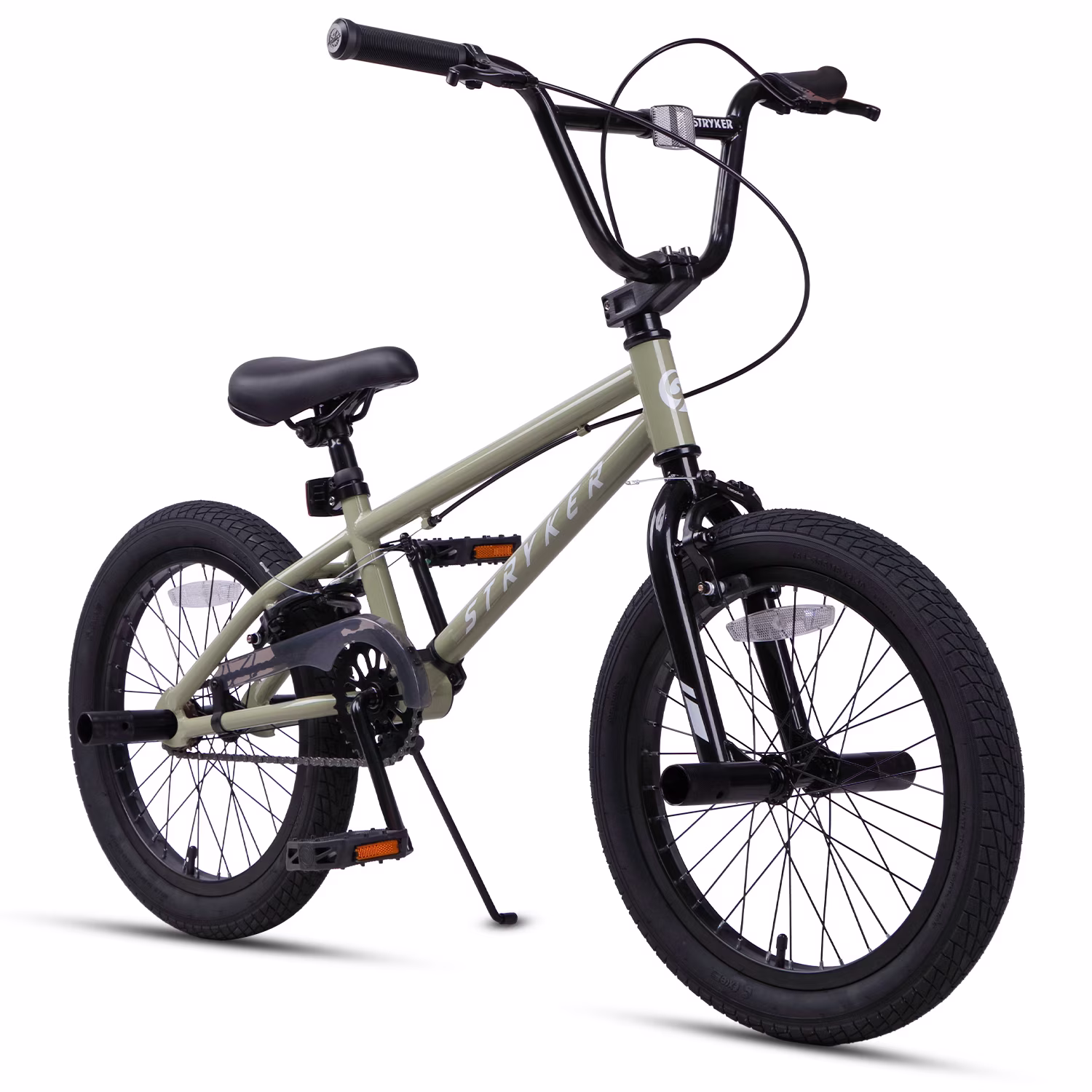 Glengo 20 Inch Freestyle BMX Bike for Beginner Level Rider with 4 Pegs, Army Green