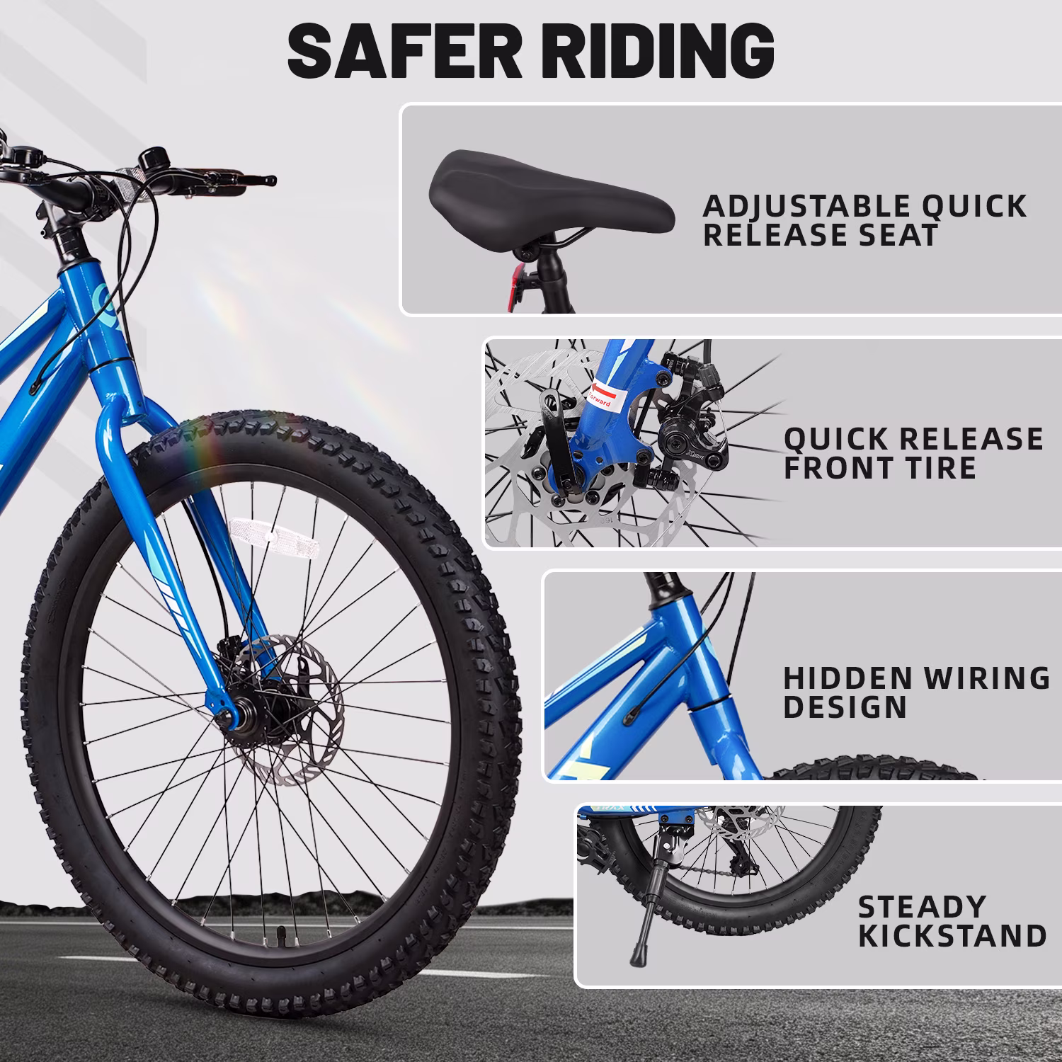 Glengo Kids Mountain Bike 24 Inch Fat Tire Bike for Teen Ages 8-14 Year Old,Blue - Image 2