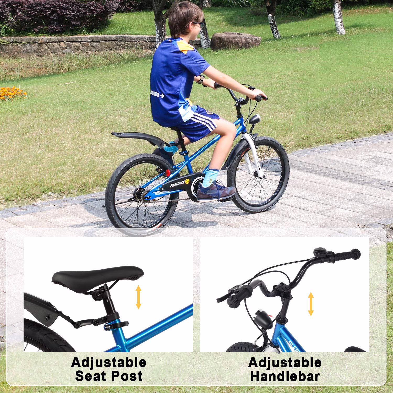 Glerc 20 inch Kids Bike for Child 7-13 Year Old Boys & Girls with Headlight & Kickstand,Blue - Image 2