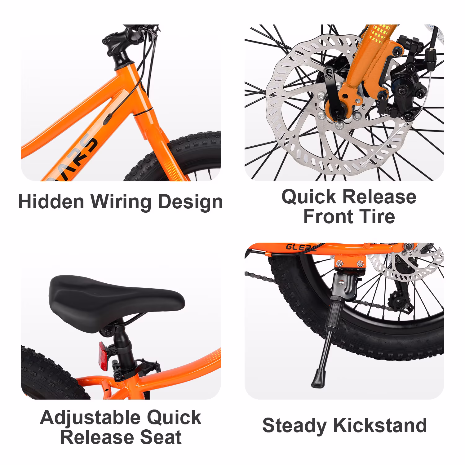 Glerc Mars Kids Mountain Bike, 24 Inch Fat Tire Bike for Teen Ages 8-14 Year Old, Bicycle with 2.8-Inch Wide Tires and 6 Speed Drivetrain,Orange - Image 3