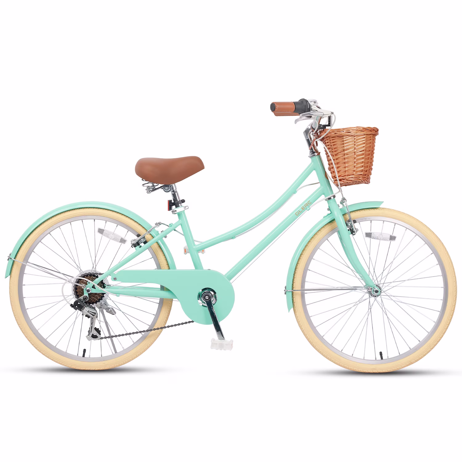 Glerc Missy 24" Girls Cruiser Bike 6-Speed Women's Hybird Bicycle for Ages 7-11 Years, Mint Green - Image 5