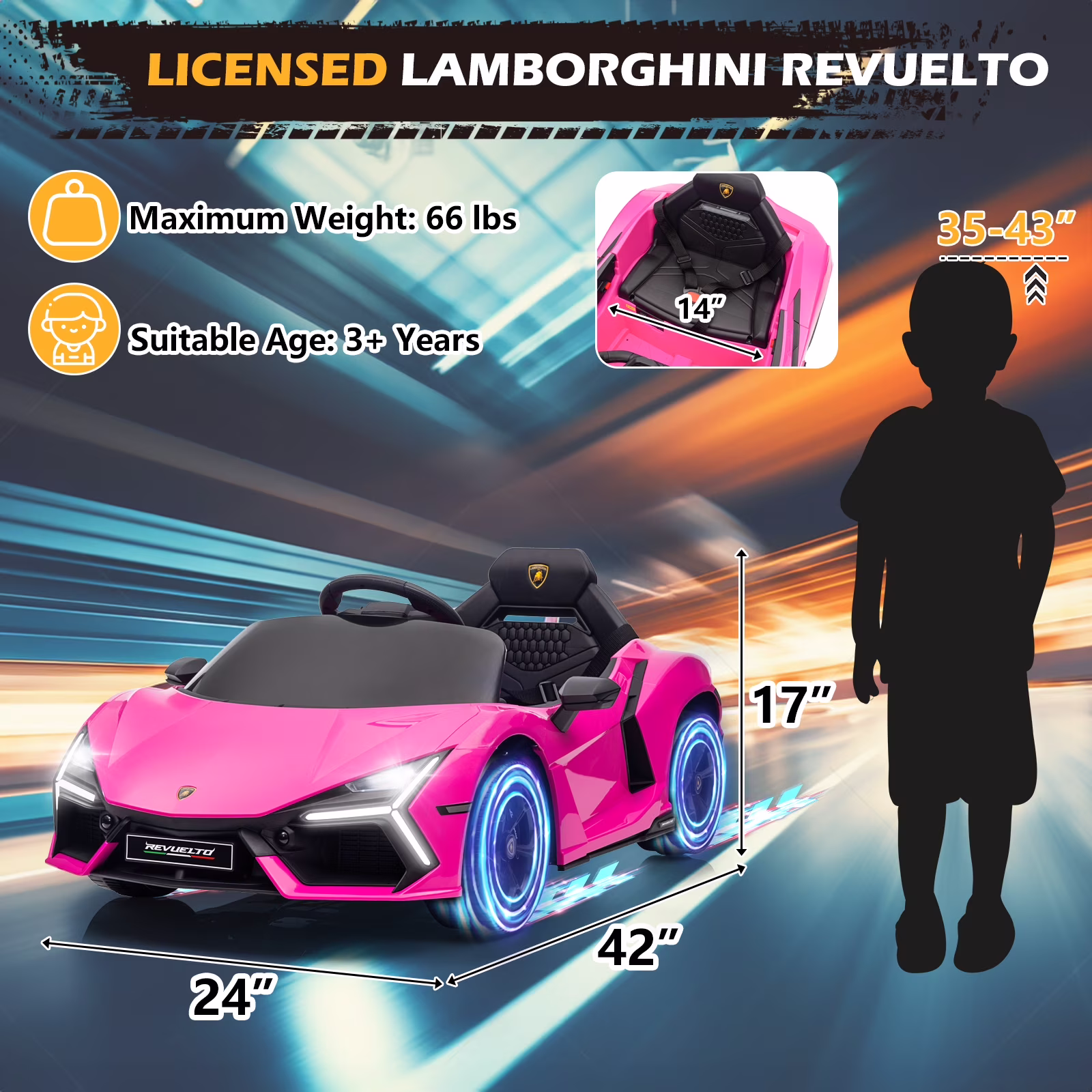 GoDecor Powered Electric Ride on Car with Remote Control, 3 Speeds, Music Player, Pink - Image 5