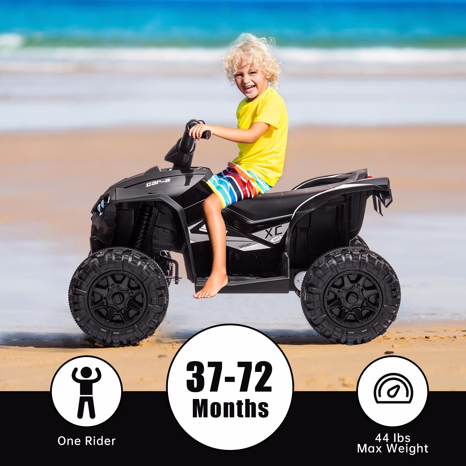 Goldensoil 12V Kids Ride-on Atv, Battery-Powered, LED Lights,High/Low Speed,USB,Treaded Tires,Black - Image 2