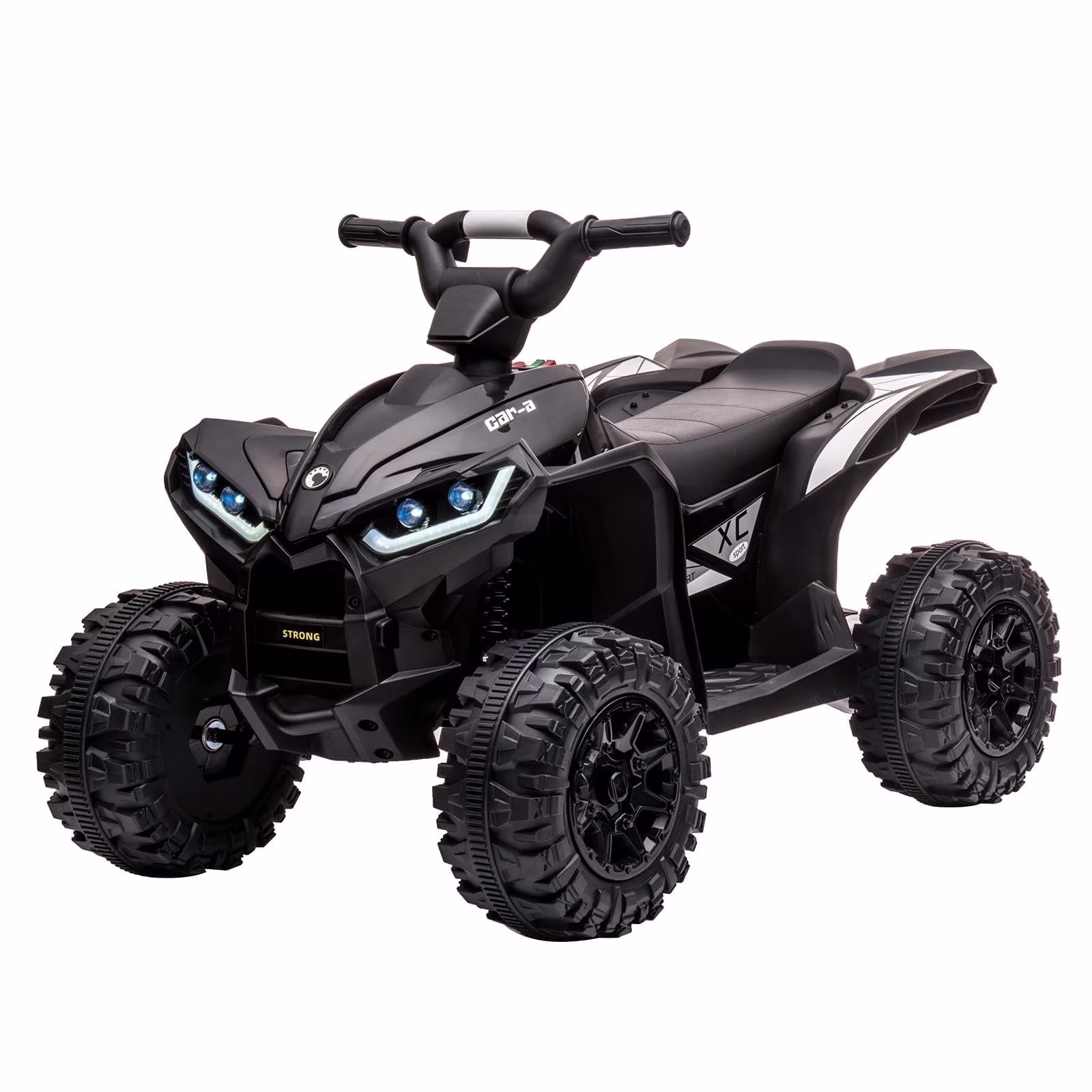 Goldensoil 12V Kids Ride-on Atv, Battery-Powered, LED Lights,High/Low Speed,USB,Treaded Tires,Black