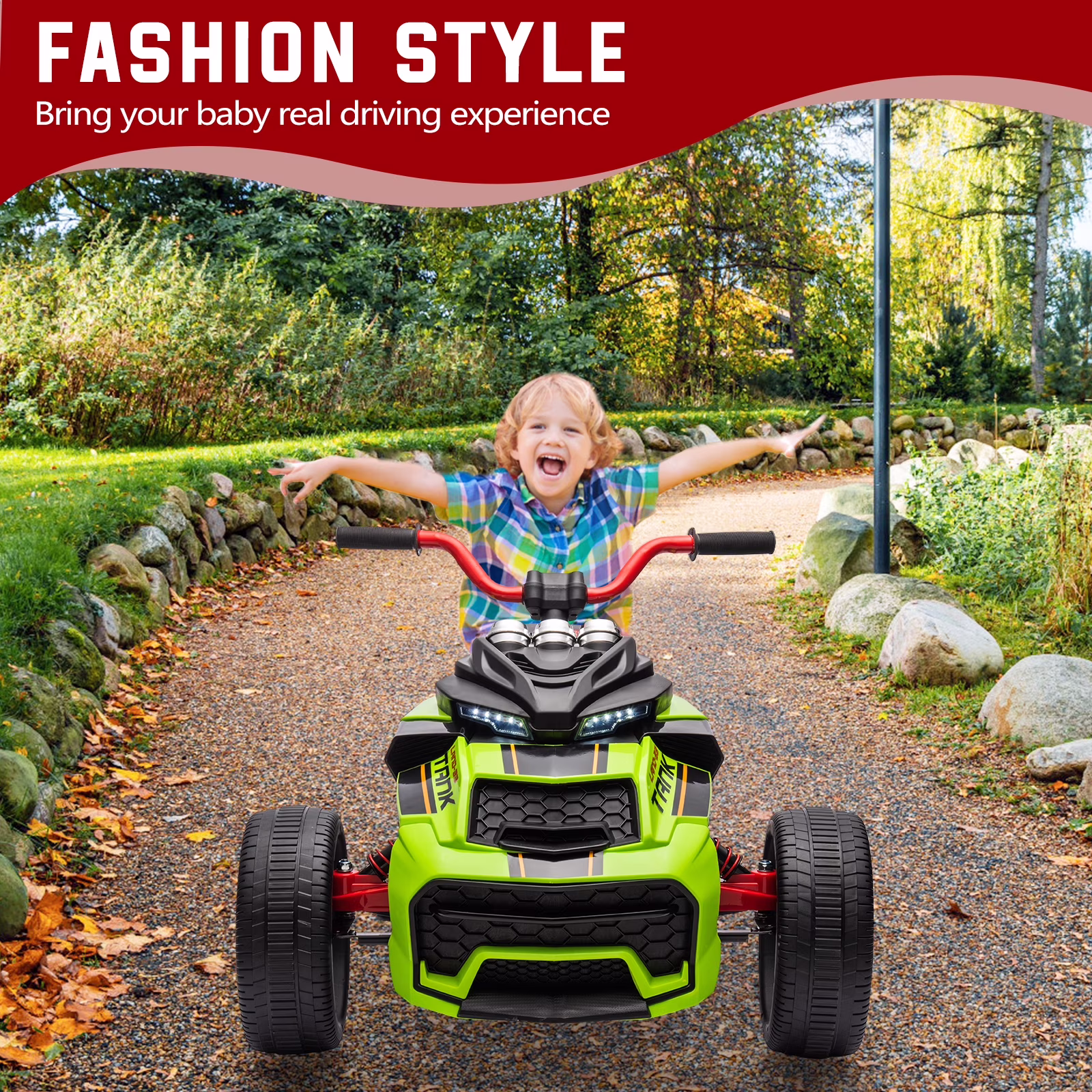 Goldensoil 12V Kids Ride On ATV with Remote, Music/Story Player, LED Lights, High/Low Speed,Green - Image 3