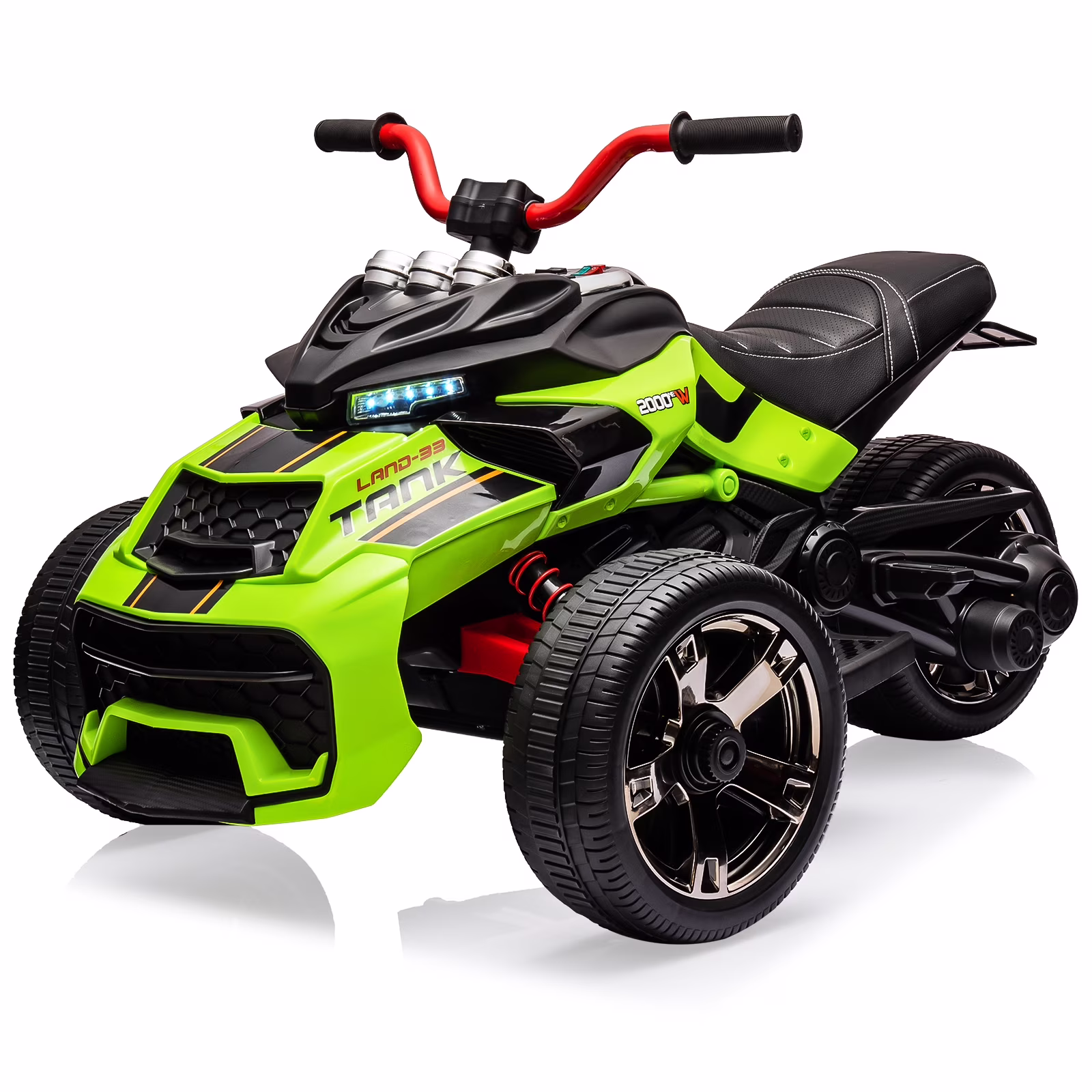 Goldensoil 12V Kids Ride On ATV with Remote, Music/Story Player, LED Lights, High/Low Speed,Green