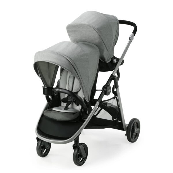Graco Ready2Grow LX 2.0 Double Stroller Features Bench Seat and Standing Platform Options, Clark, Grey