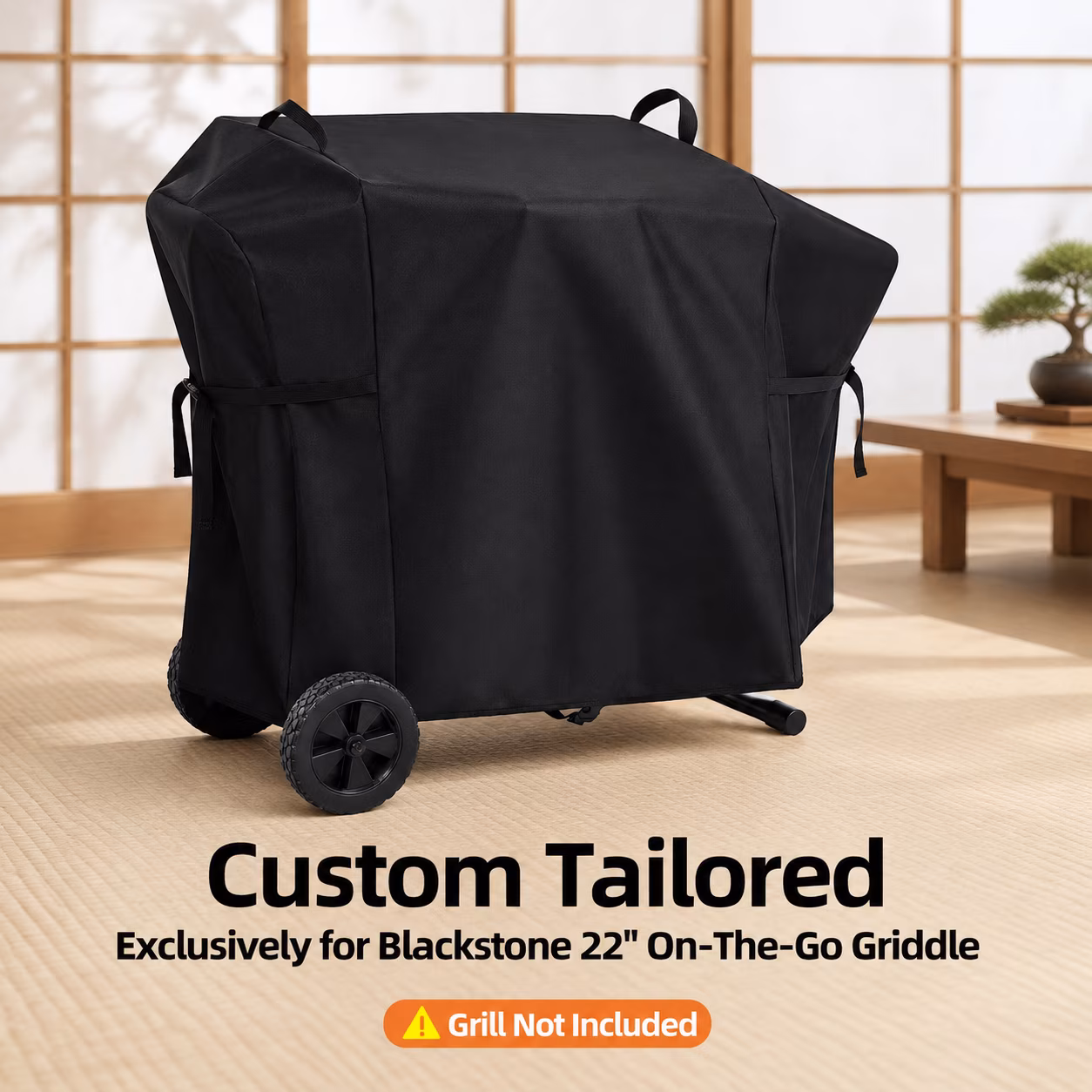 Griddle Cover for Blackstone 22" On The Go Scissor-Leg Grill, Black, Full Length - Image 3