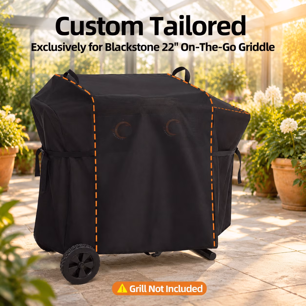 Griddle Cover for Blackstone 22" On The Go Scissor-Leg Grill, Black, Full Length - Image 3