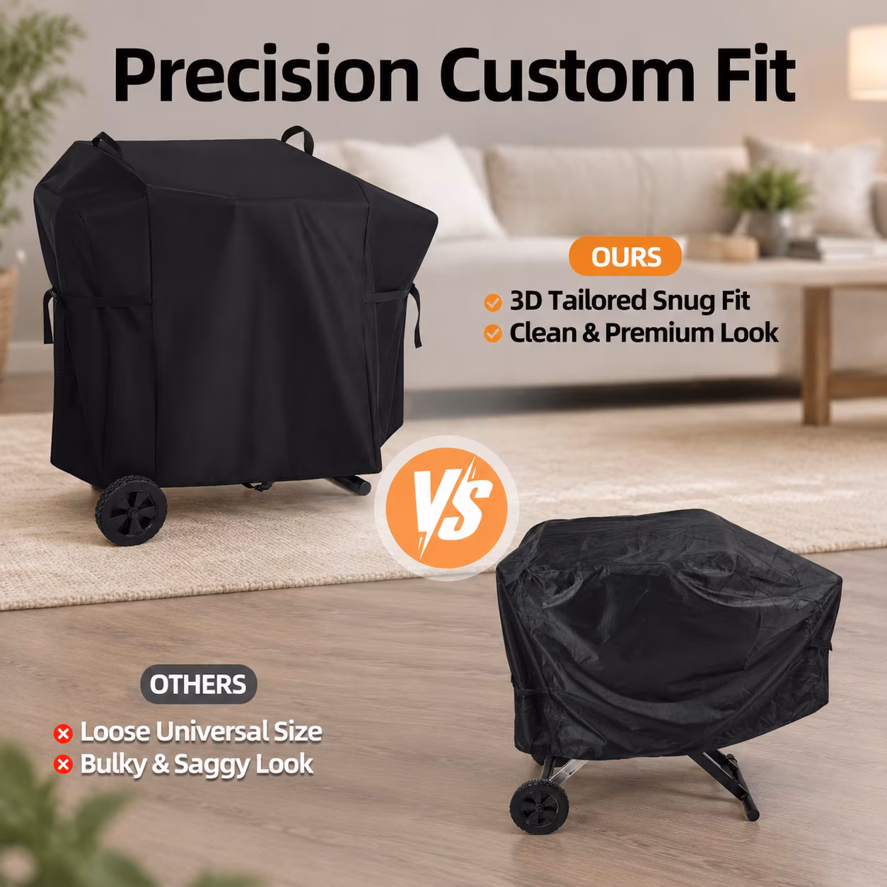 Griddle Cover for Blackstone 22" On The Go Scissor-Leg Grill, Black, Full Length - Image 2