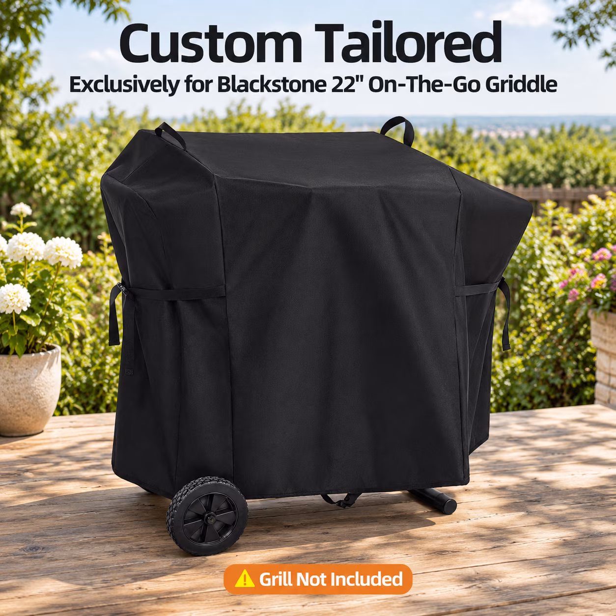Griddle Cover For Blackstone 22" On The Go Scissor-Leg Grill, Black, Full Length - Image 2