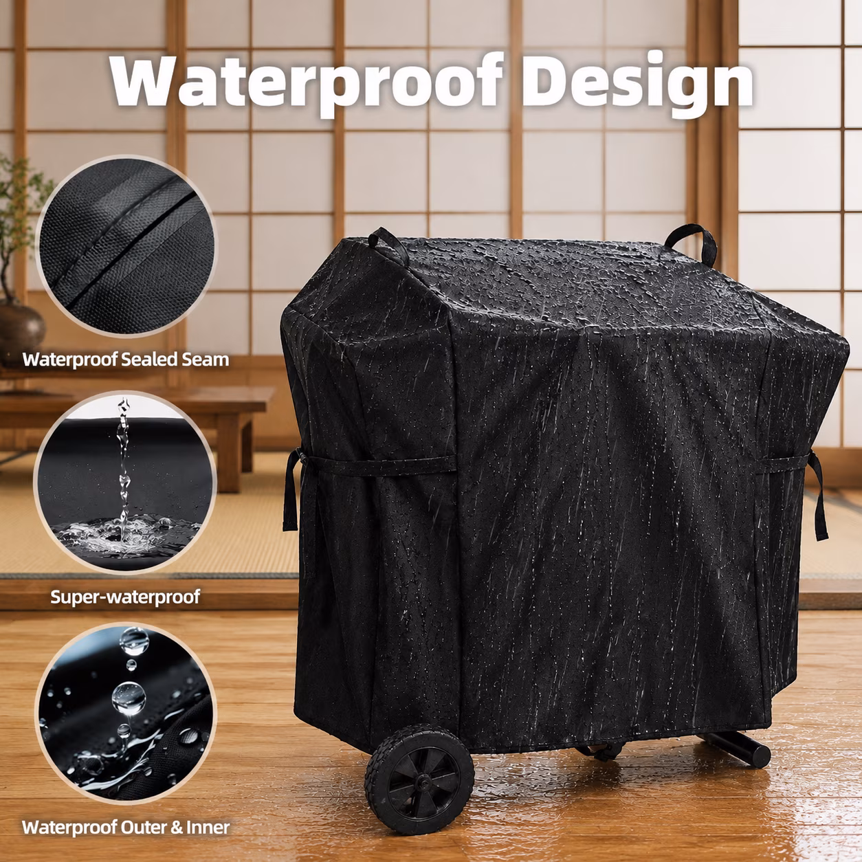 Griddle Cover for Blackstone 22" On The Go Scissor-Leg Grill, Black, Full Length - Image 5