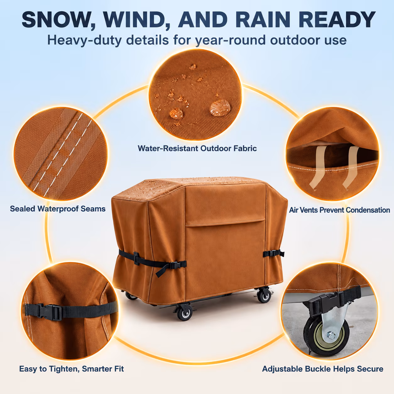 Griddle Cover For Blackstone 28 Inch Waterproof Heavy Duty 2er Flat Top Gas Grill 28" Cooking Station Camping Brown - Image 5