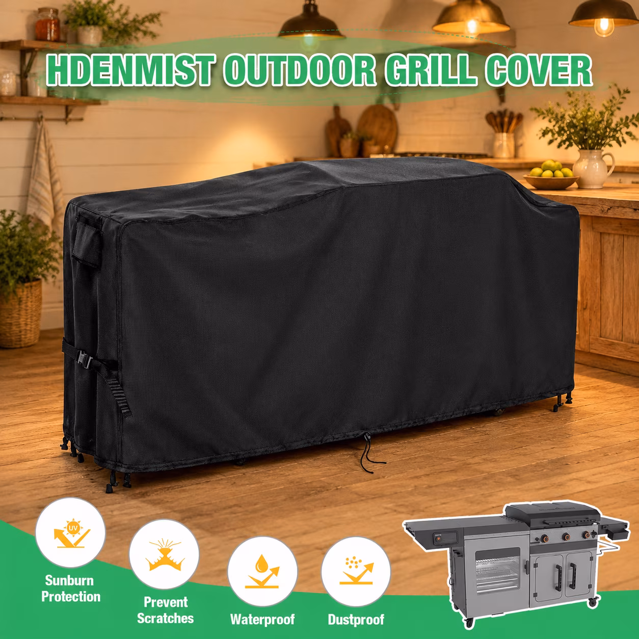 Grill Cover 86" L x 25" W x 35" H for Blackstone Bronco 28" XL Griddle Model 2415 - Image 4