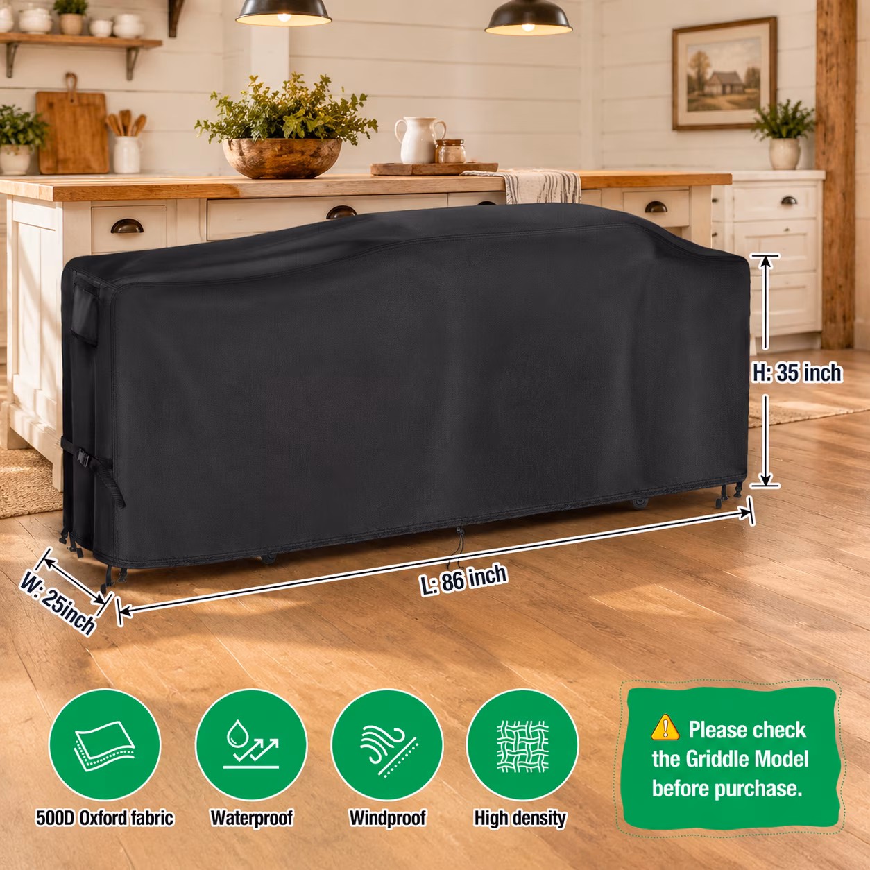 Grill Cover 86" L x 25" W x 35" H for Blackstone Bronco 28" XL Griddle Model 2415 - Image 5