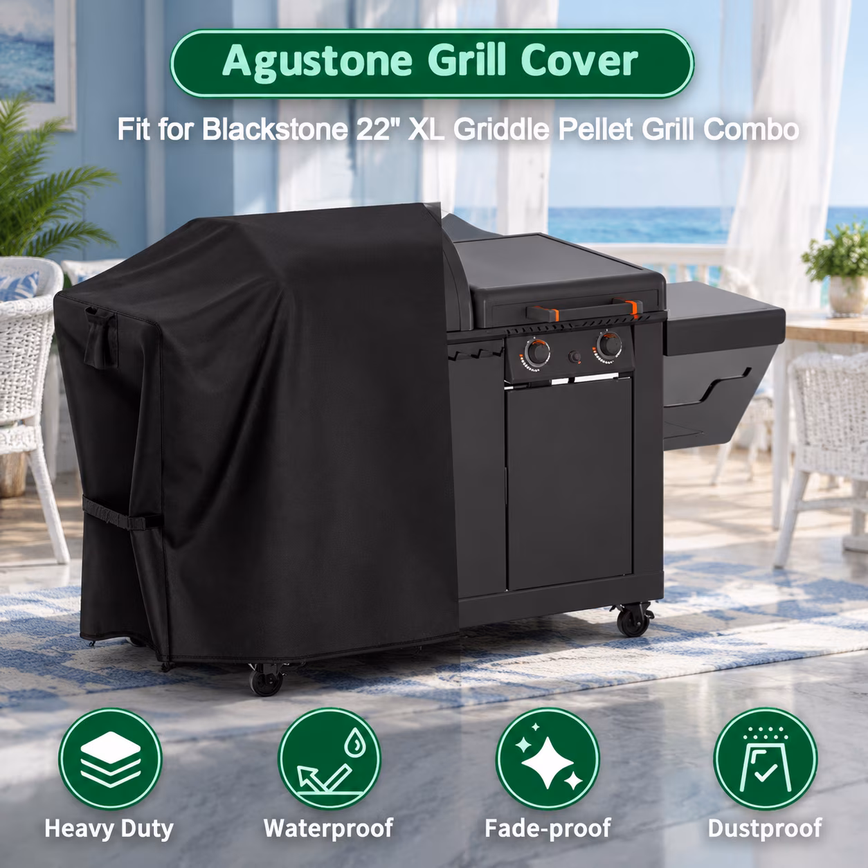 Grill Cover For Blackstone 22" Xl Griddle Pelletbo - Image 4