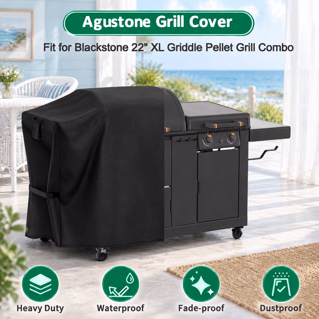 Grill Cover For Blackstone 22" Xl Griddle Pelletbo - Image 2