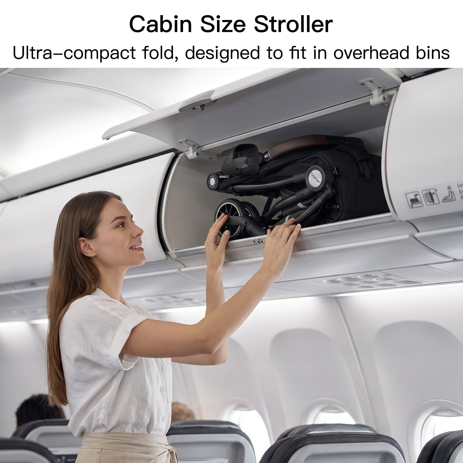 Gromast Airplane Friendly Travel Stroller for Toddlers, Lightweight & Compact Folding Baby Stroller, One-Hand Gravity Auto Fold, Gate Check Approved, UPF 50+ Waterproof, Includes Travel Bag - Black - Image 2