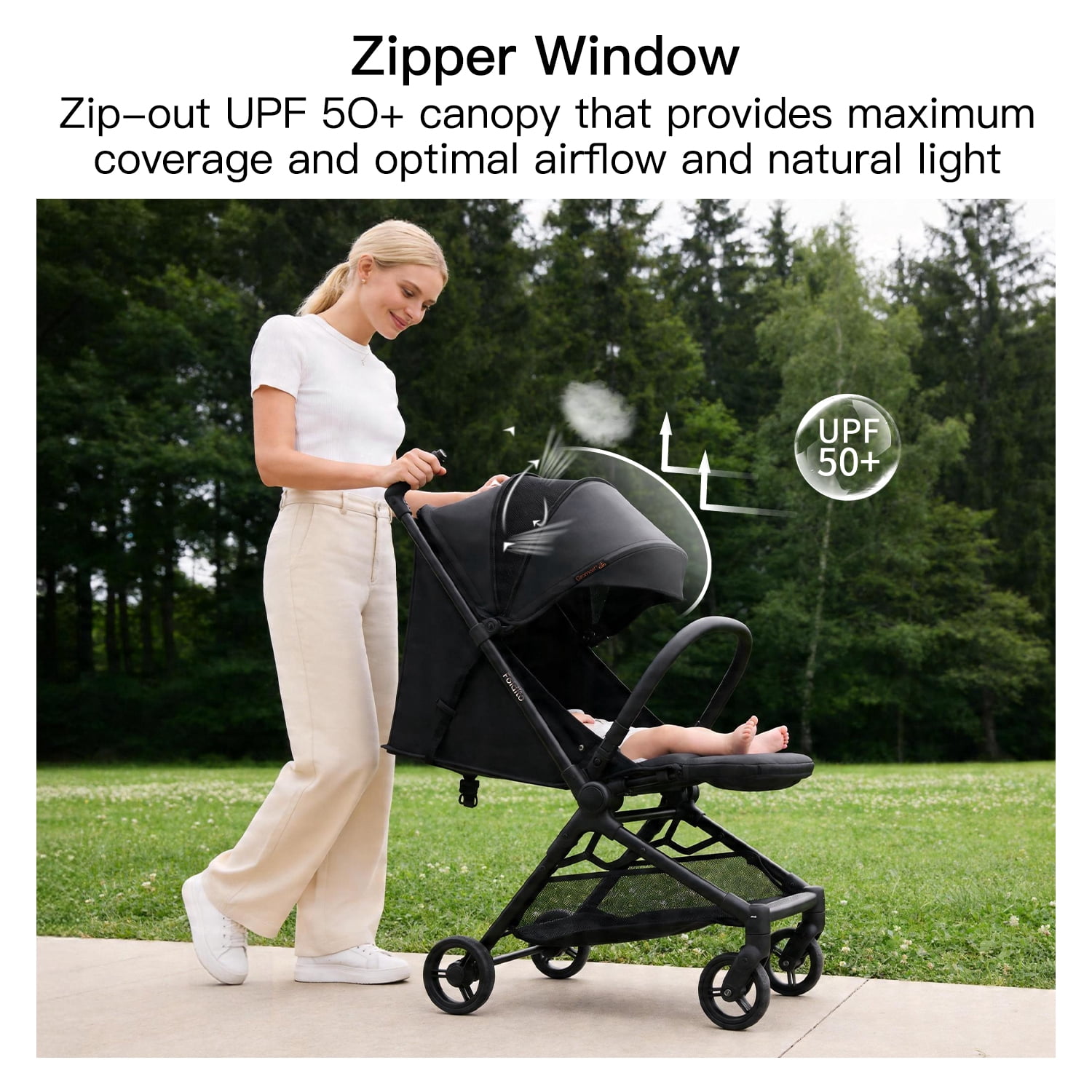 Gromast Travel Stroller for Airplane, Ultra Compact & Lightweight – Only 9.9 lbs, Portable Infant Toddler Baby Stroller, w/ UPF 50+ Canopy - Black - Image 5