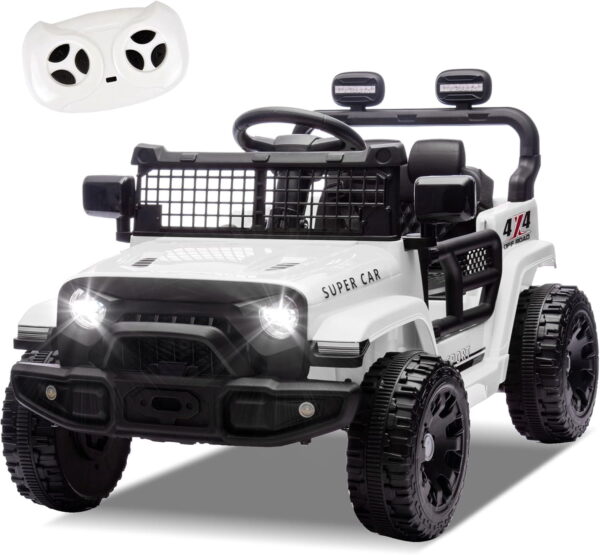 GUCOGUKA 24V Ride On Car, Toddler Ride On Toys w/Parents Remote Control, One Seat Electric Car for Kids 2-4 with 4-Wheel Suspension, Bluetooth, Music, 1.86-3.11MPH Adjustable Speed, White