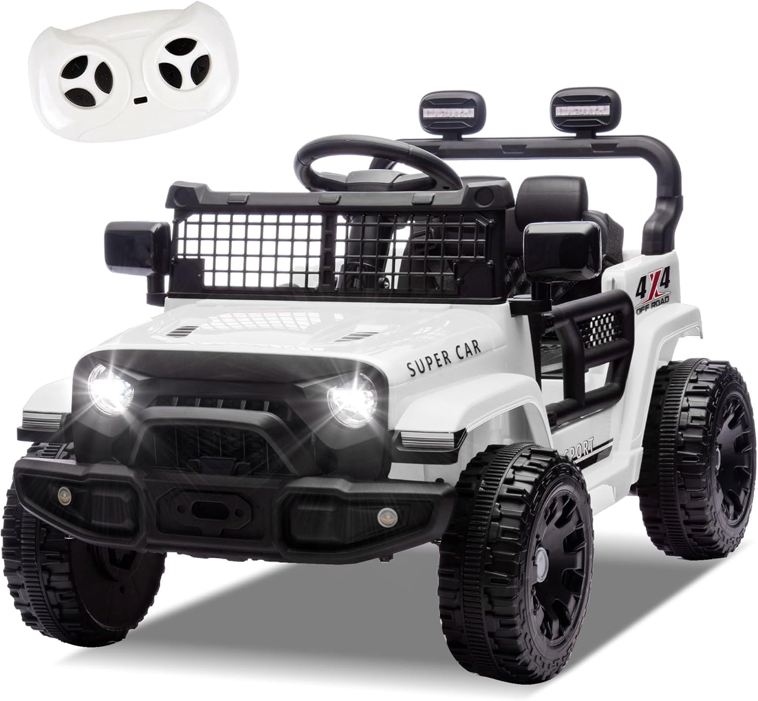 GUCOGUKA 24V Ride On Car, Toddler Ride On Toys w/Parents Remote Control, One Seat Electric Car for Kids 2-4 with 4-Wheel Suspension, Bluetooth, Music, 1.86-3.11MPH Adjustable Speed, White