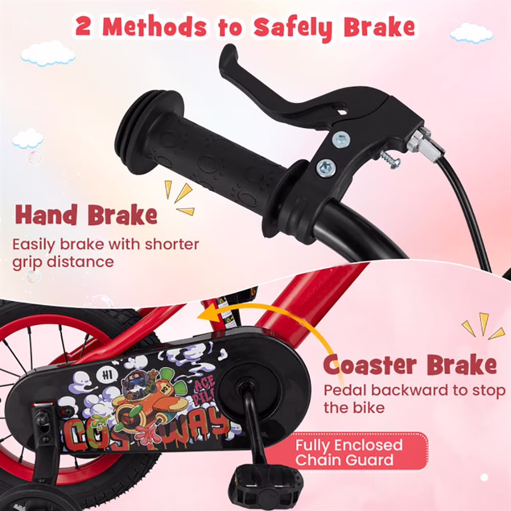 GVN Kids Bike, Balance Training Bicycle,12 Inch Kids Bike Adjustable with Storage Basket and Double Brake for 3-4 Years Old-12 inches - Image 5