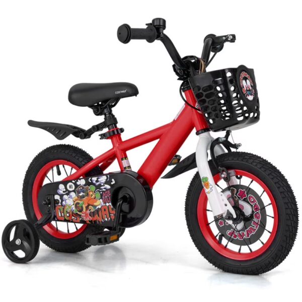 GVN Kids Bike, Balance Training Bicycle,12 Inch Kids Bike Adjustable with Storage Basket and Double Brake for 3-4 Years Old-12 inches