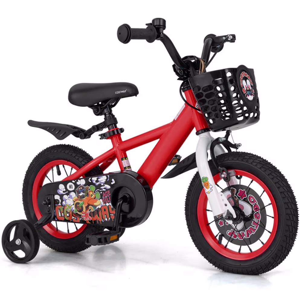 GVN Kids Bike, Balance Training Bicycle,12 Inch Kids Bike Adjustable with Storage Basket and Double Brake for 3-4 Years Old-12 inches