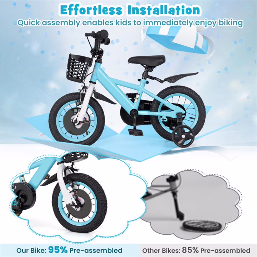 GVN Kids Bike, Balance Training Bicycle,12 Inch Kids Bike with Adjustable Handlebar and Saddle for 3-4 Years Old-12 inches - Image 4