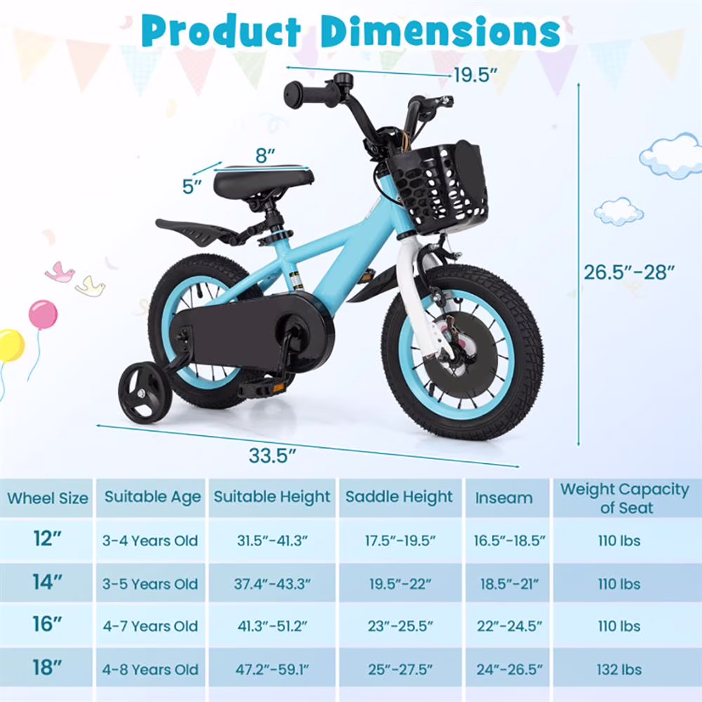 GVN Kids Bike, Balance Training Bicycle,12 Inch Kids Bike with Adjustable Handlebar and Saddle for 3-4 Years Old-12 inches - Image 2