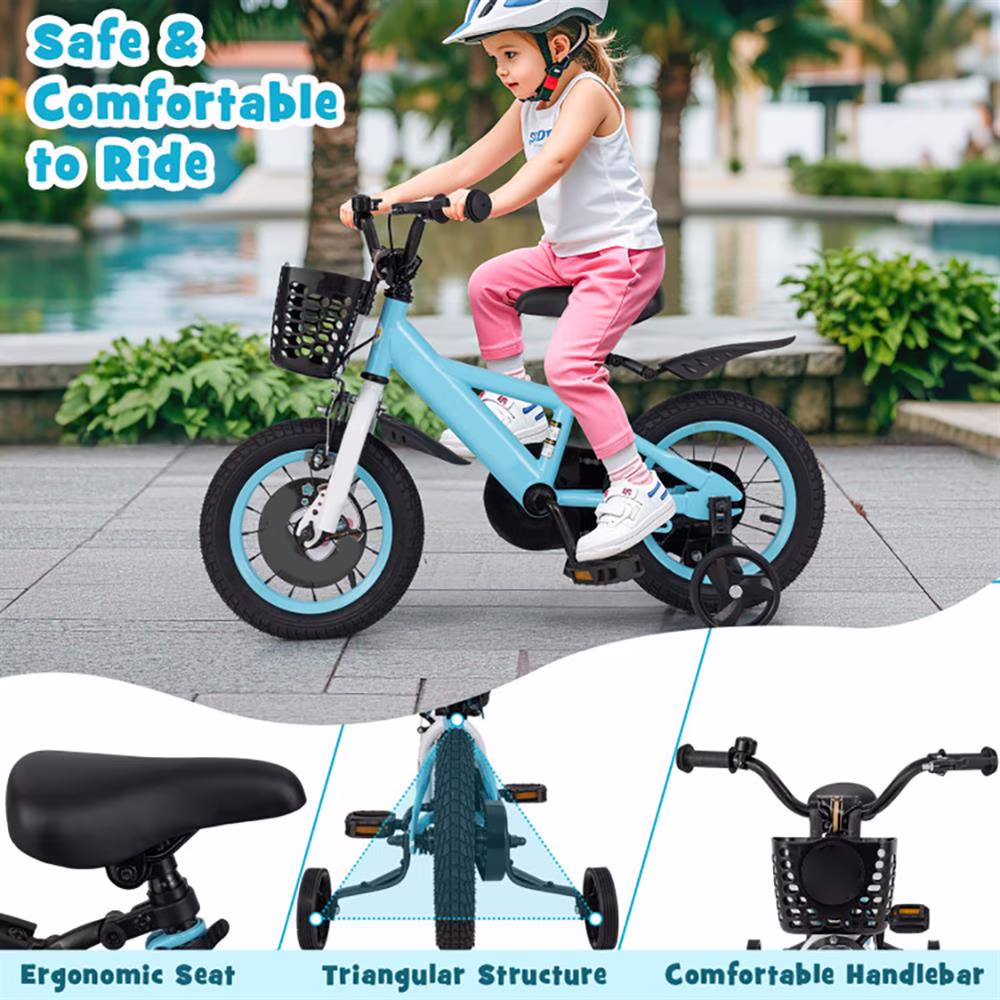 GVN Kids Bike, Balance Training Bicycle,12 Inch Kids Bike with Adjustable Handlebar and Saddle for 3-4 Years Old-12 inches - Image 5