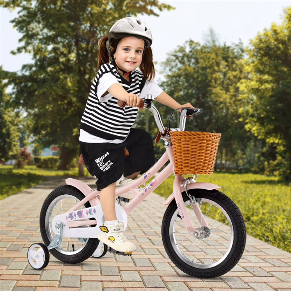 GVN Kids Bike, Balance Training Bicycle,14 Inch Kids Bike Retro Bicycle with Adjustable Height and Basket for Ages 3-5 Years Old - Image 2