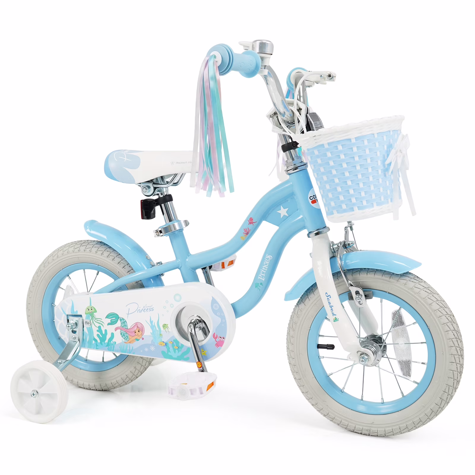 Gymax 12 Inch Girls Bike Kids Bicycle w/ Removable Basket Streamers Hand Brake