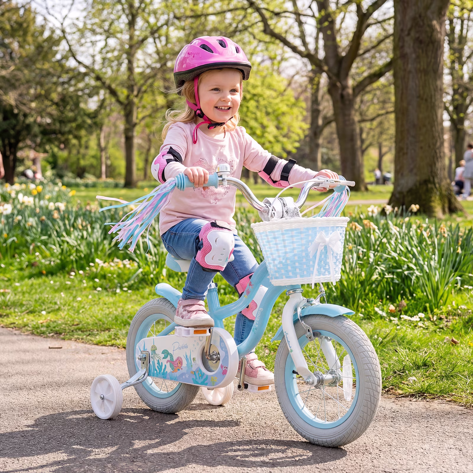 Gymax 12 Inch Girls Bike Kids Bicycle w/ Removable Basket Streamers Hand Brake - Image 2