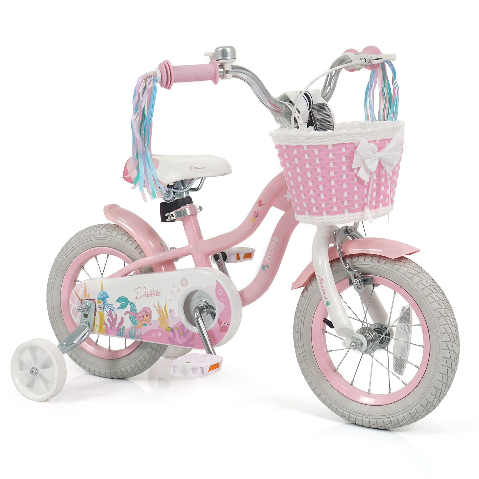 Gymax 12'' Kids Bike w/Training Wheels Hand Coaster Brakes Adjustable Seat Handlebar