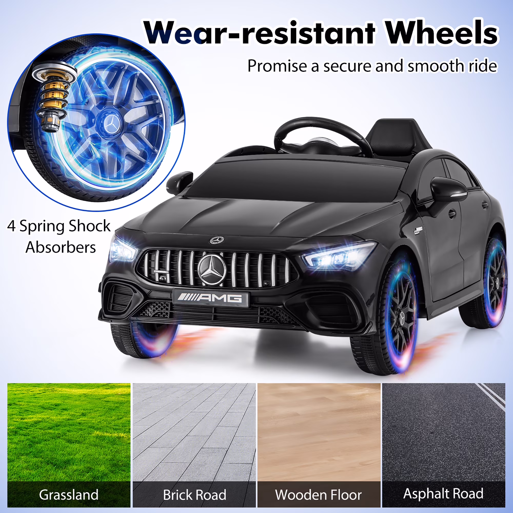 Gymax 12V Kids Ride on Car w/Remote Rocking Function Transport Wheels Lights & Music Black - Image 4