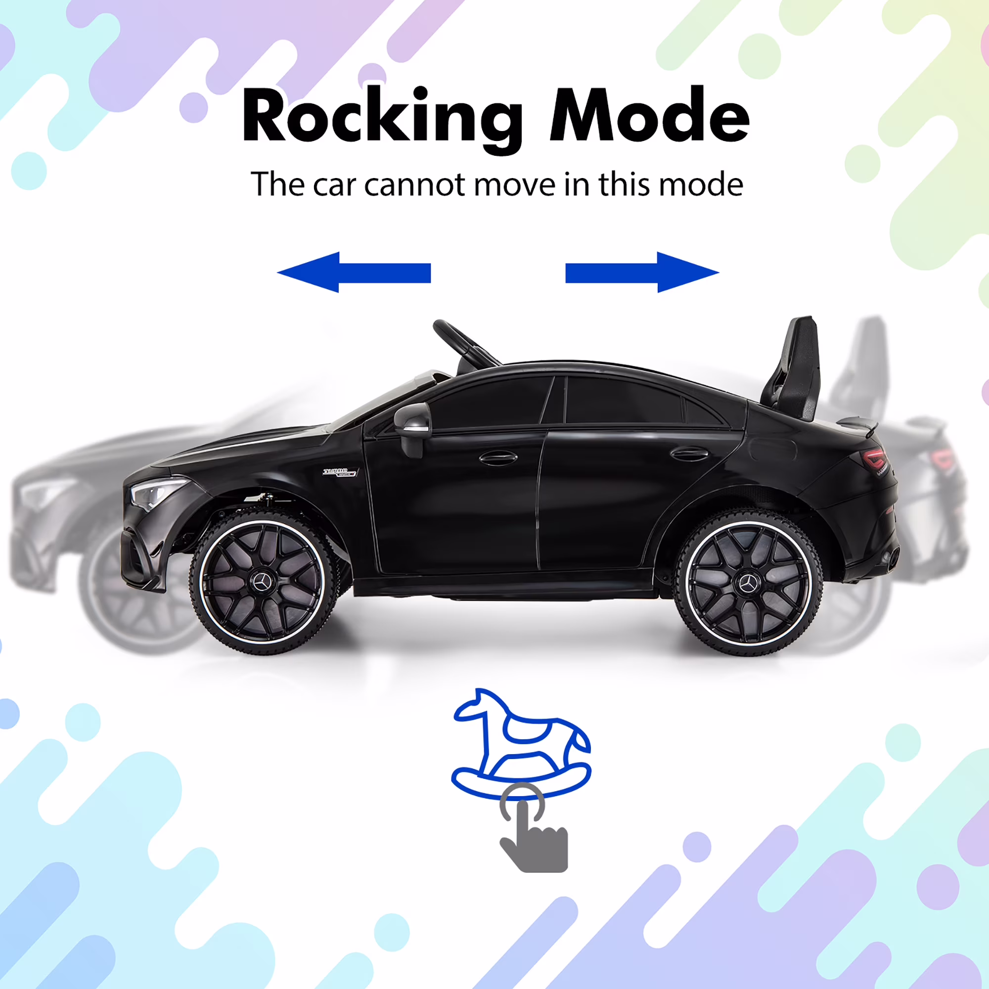 Gymax 12V Kids Ride on Car w/Remote Rocking Function Transport Wheels Lights & Music Black - Image 3