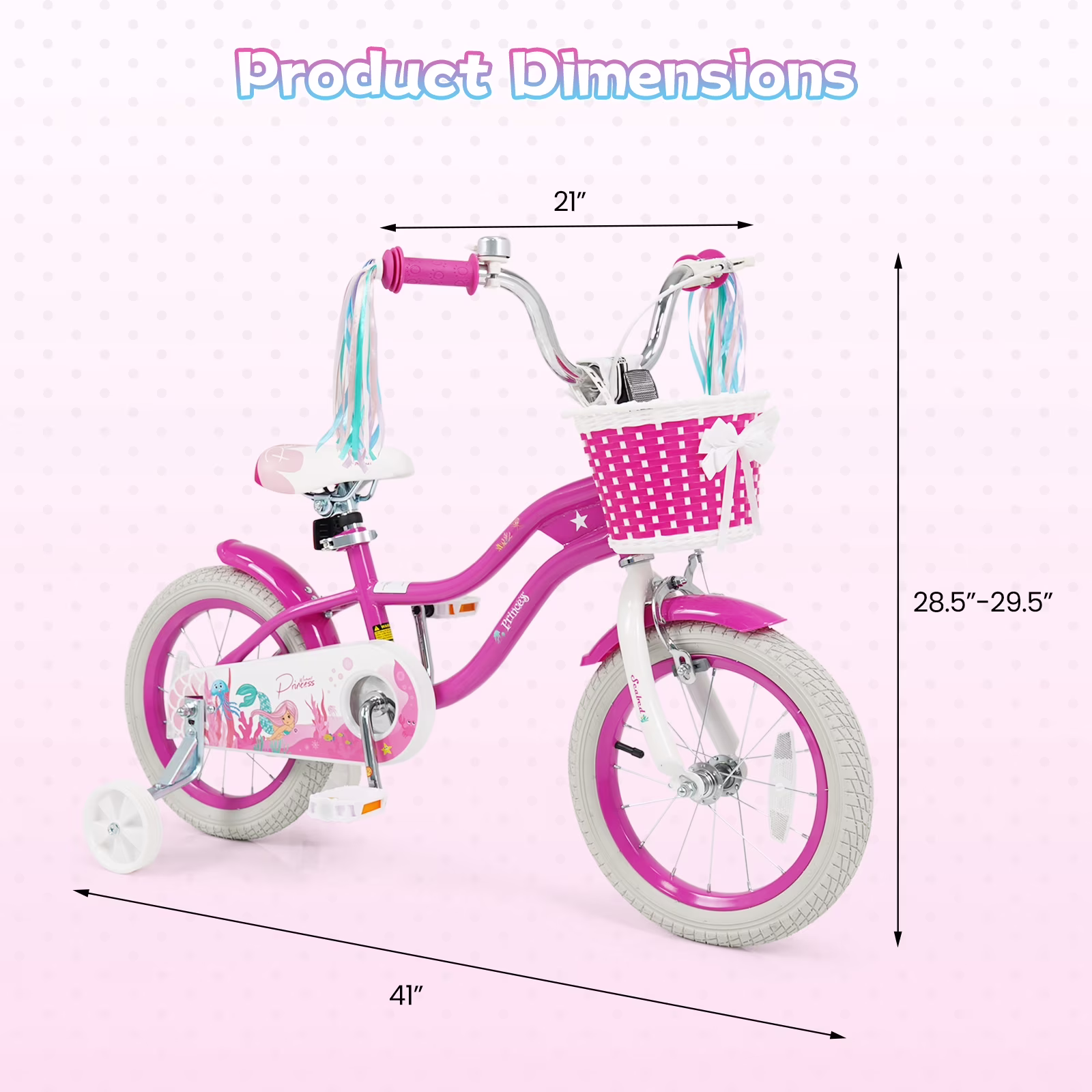 Gymax 14'' Kids Bike Toddler Bicycle w/ Training Wheels Hand & Coaster Brakes - Image 3