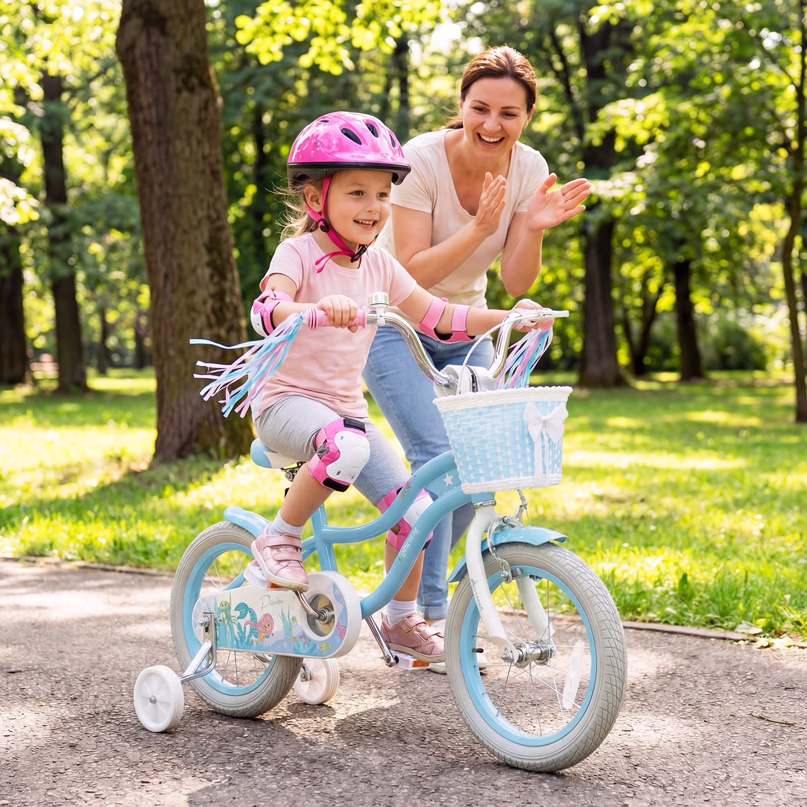 Gymax 14'' Kids Bike Toddler Bicycle w/Training Wheels Hand & Coaster Brakes Handlebar - Image 3