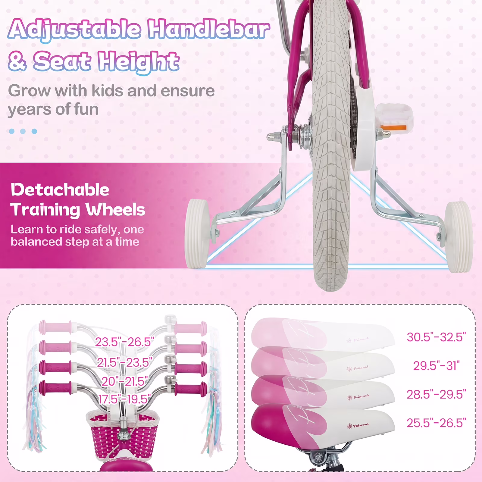 Gymax 14'' Kids Bike Toddler Bicycle w/ Training Wheels Hand & Coaster Brakes - Image 5