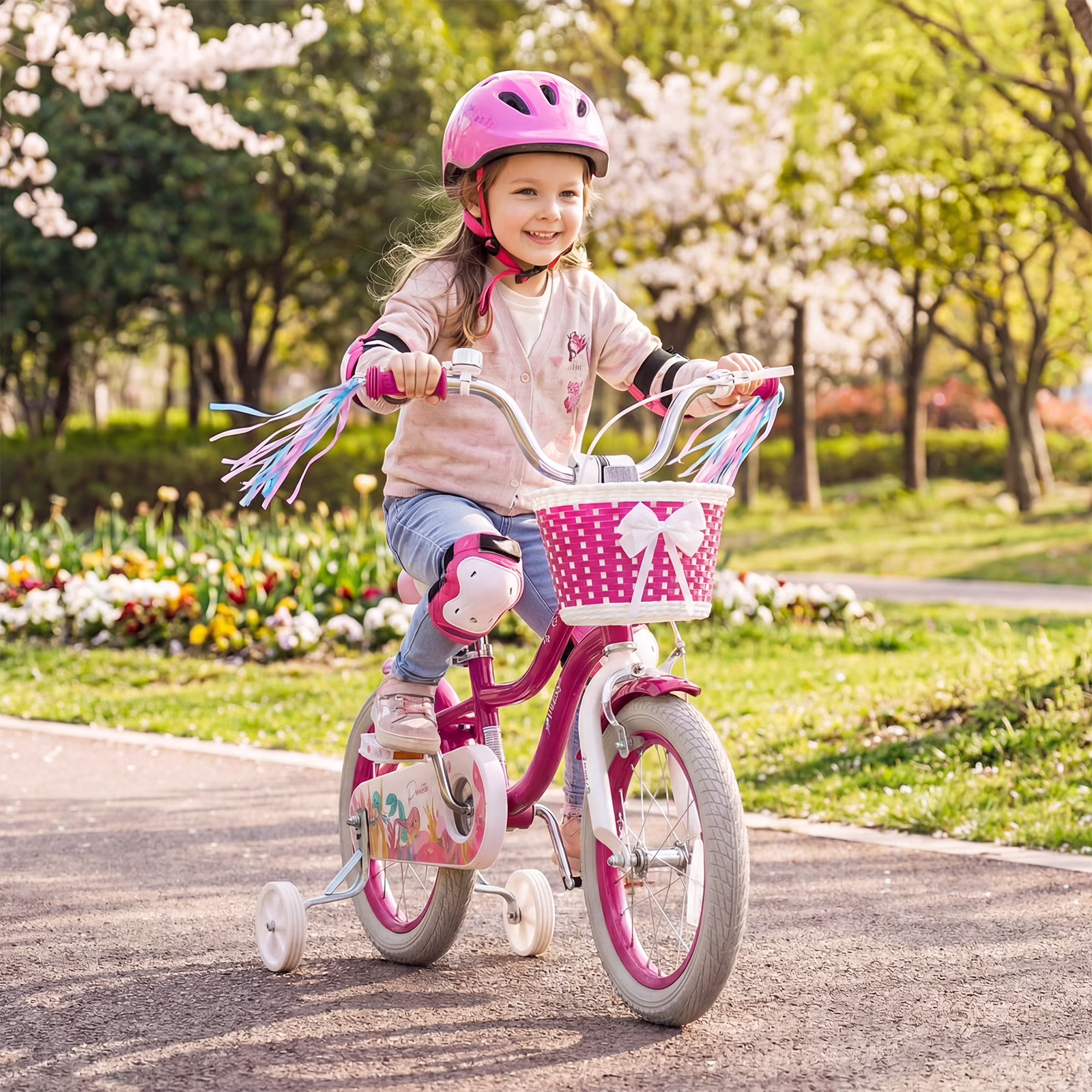 Gymax 14'' Kids Bike Toddler Bicycle w/ Training Wheels Hand & Coaster Brakes - Image 4