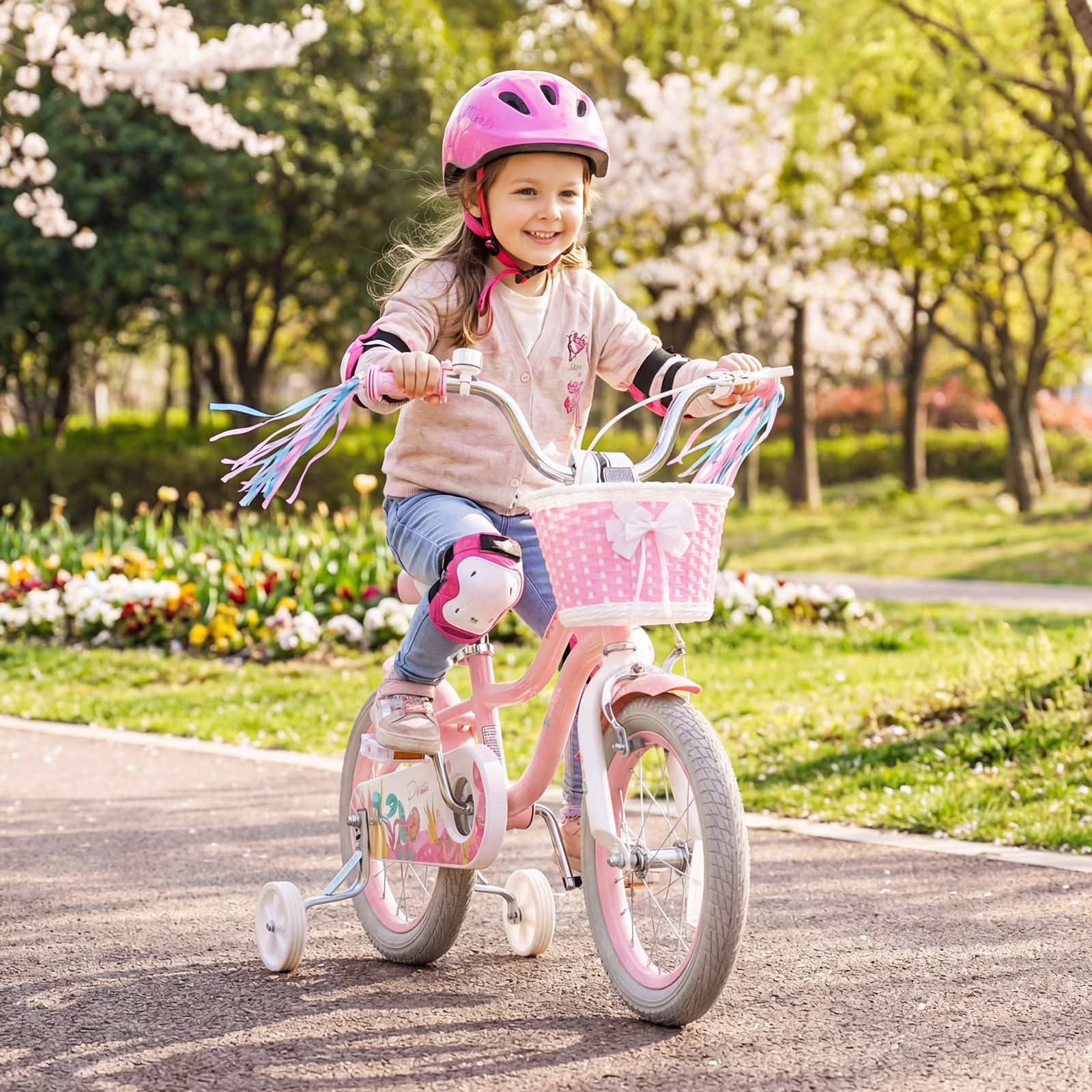 Gymax 14'' Kids Bike w/Training Wheels Hand Coaster Brakes Adjustable Seat Handlebar - Image 5