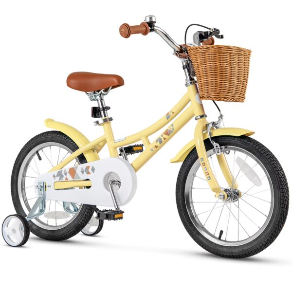 Gymax 16'' Kids Bike w/ Height Adjustable Handlebar Seat Basket Bell Training Wheels Yellow