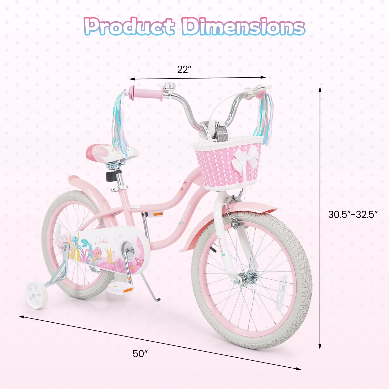 Gymax 18'' Kids Bike Toddler Bicycle w/ Training Wheels Hand & Coaster Brakes Pink - Image 4